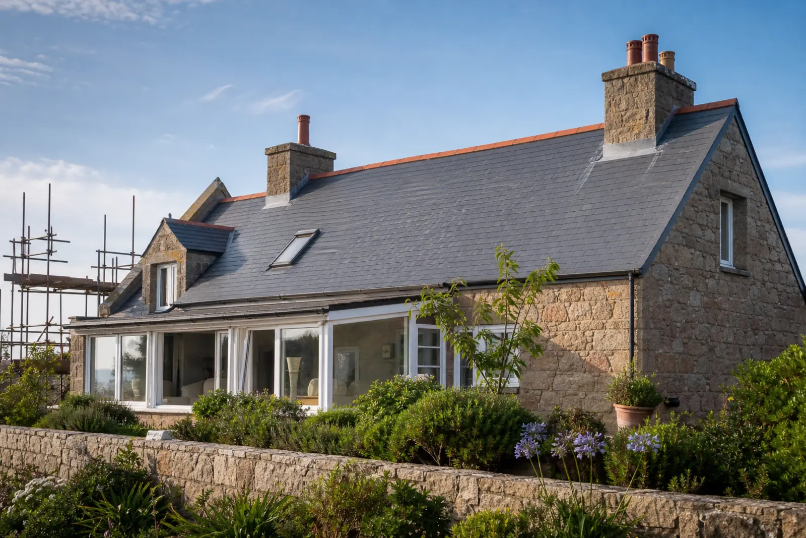 Completed roof replacement in Guernsey